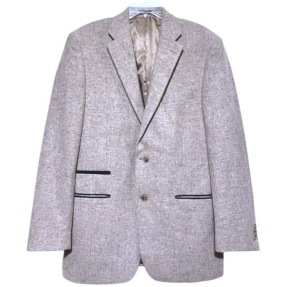 Paul Fredrick Wool Jacket 42 L Blazer Sport Coat Oatmeal Ticket Pocket 100% Wool